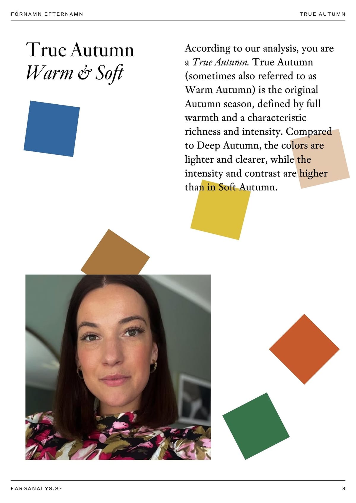 Sample page 2 from color analysis report: Color dimensions